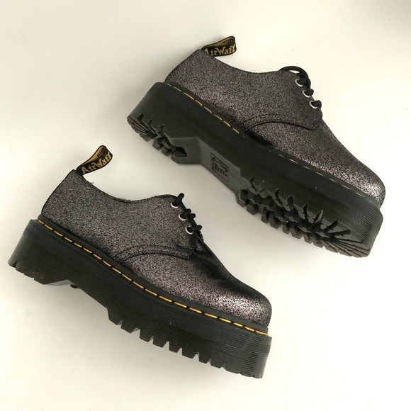 Dr. Martens Quad Platform Crackled Metallic Leather 1461 Quad Boots 8 - Picture 6 of 12